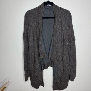 Vince Double Layer Drape Sweater Jacket cardigan in Carbon Yak Hair Wool